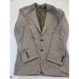 Vintage Bachrach Blazer 48R Made In Italy 100% Virgin Wool Brown Geometric Sport